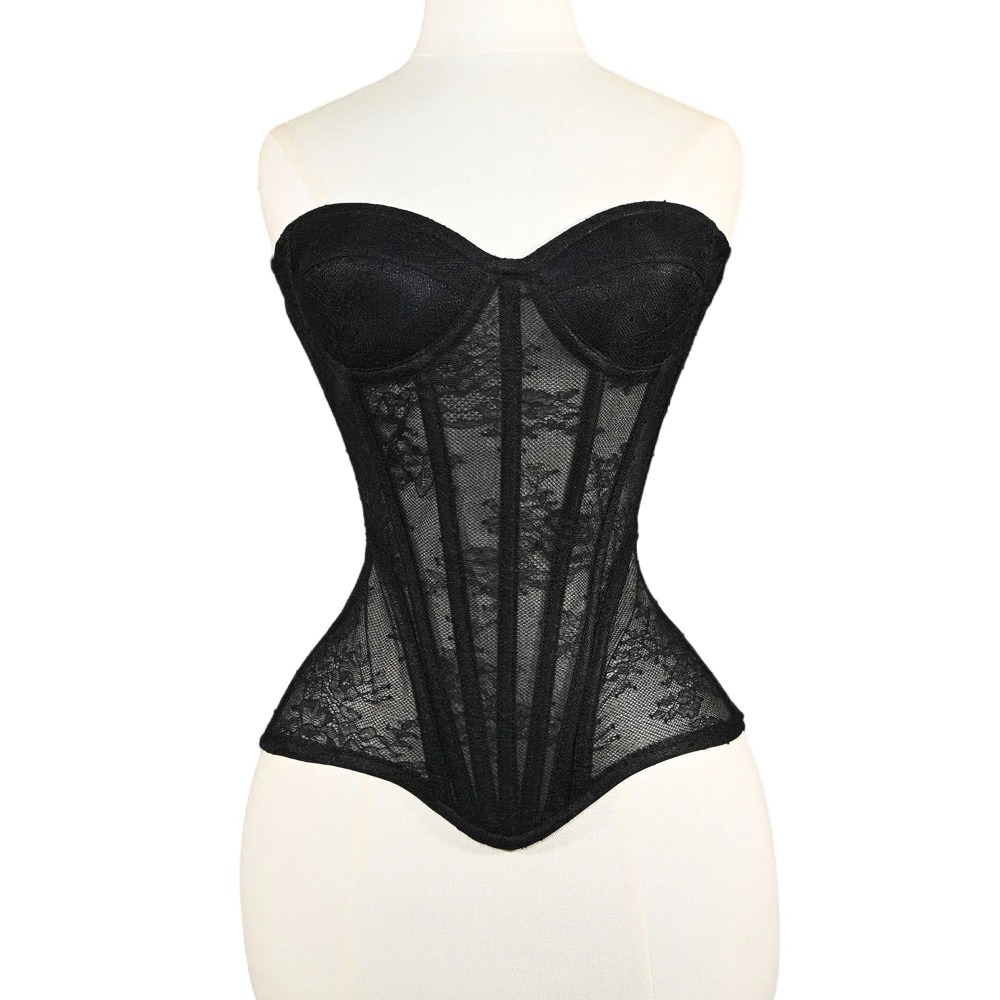 Boning Corset Steel - Mulheres malha espartilho busiter overbust copos