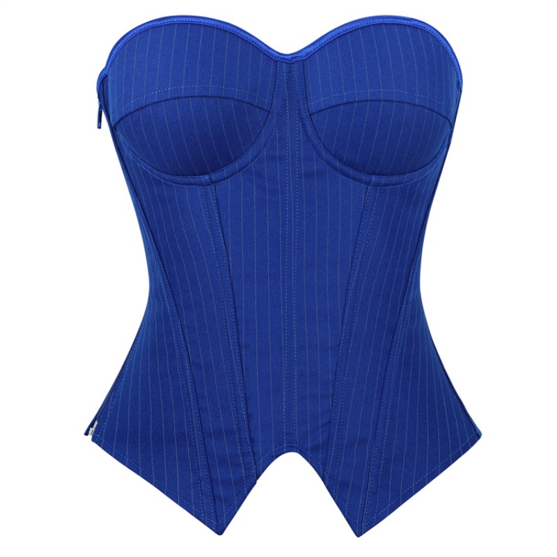 Boning Corset Steel - Corset Vintage Listrado com Decote Coração