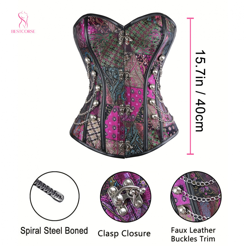 Corset Roxo Gótico Steampunk c - Boning Corset Steel avaliação e preço