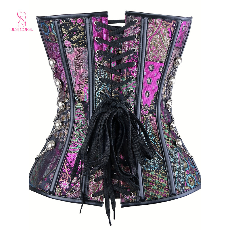 Corset Roxo Gótico Steampunk c - Boning Corset Steel avaliação e preço